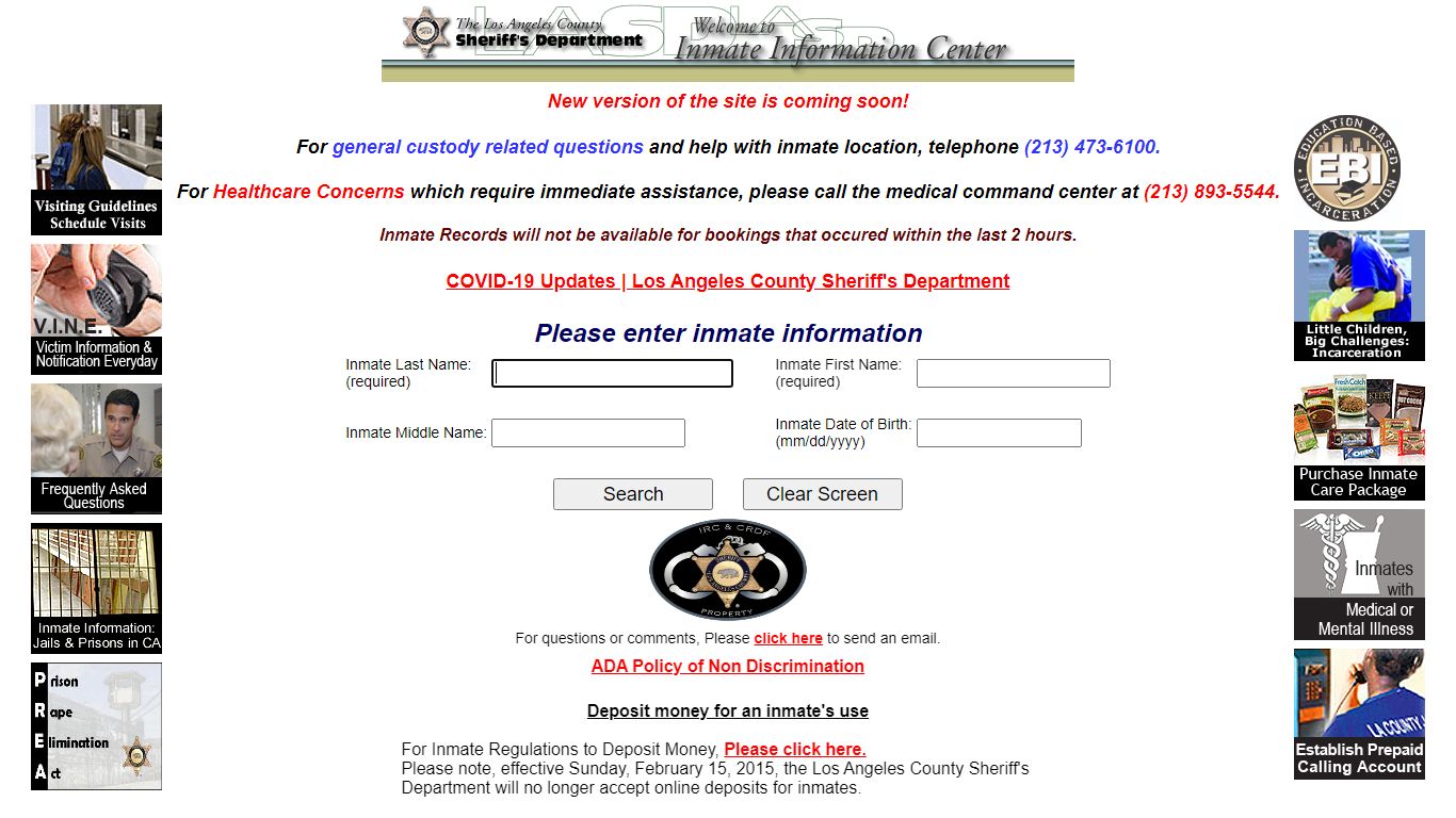 LASD Inmate Information Center - Inmate Search